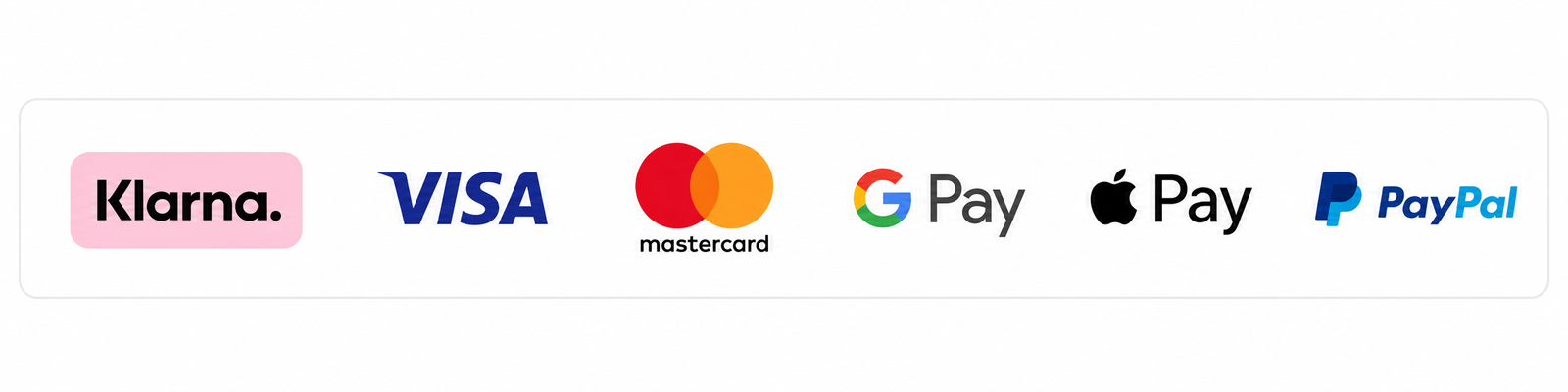 Sichere Zahlungsmethoden – Klarna, Visa, Mastercard, Google Pay, Apple Pay und PayPal