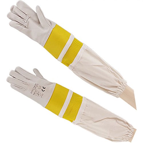 Imkerhandschuhe aus Leder mit verstärkter belüfteter Stulpe