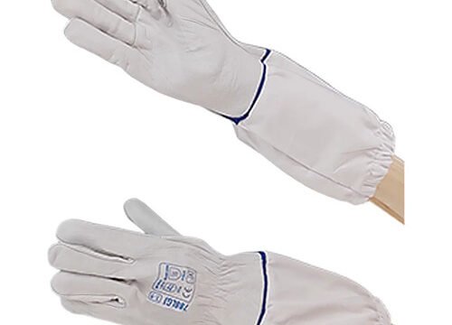 Vollnarbenleder-Imkerhandschuhe mit mittellanger Stoffstulpe