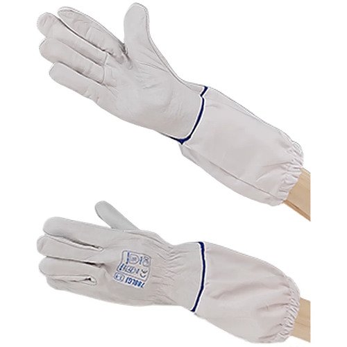 Vollnarbenleder-Imkerhandschuhe mit mittellanger Stoffstulpe